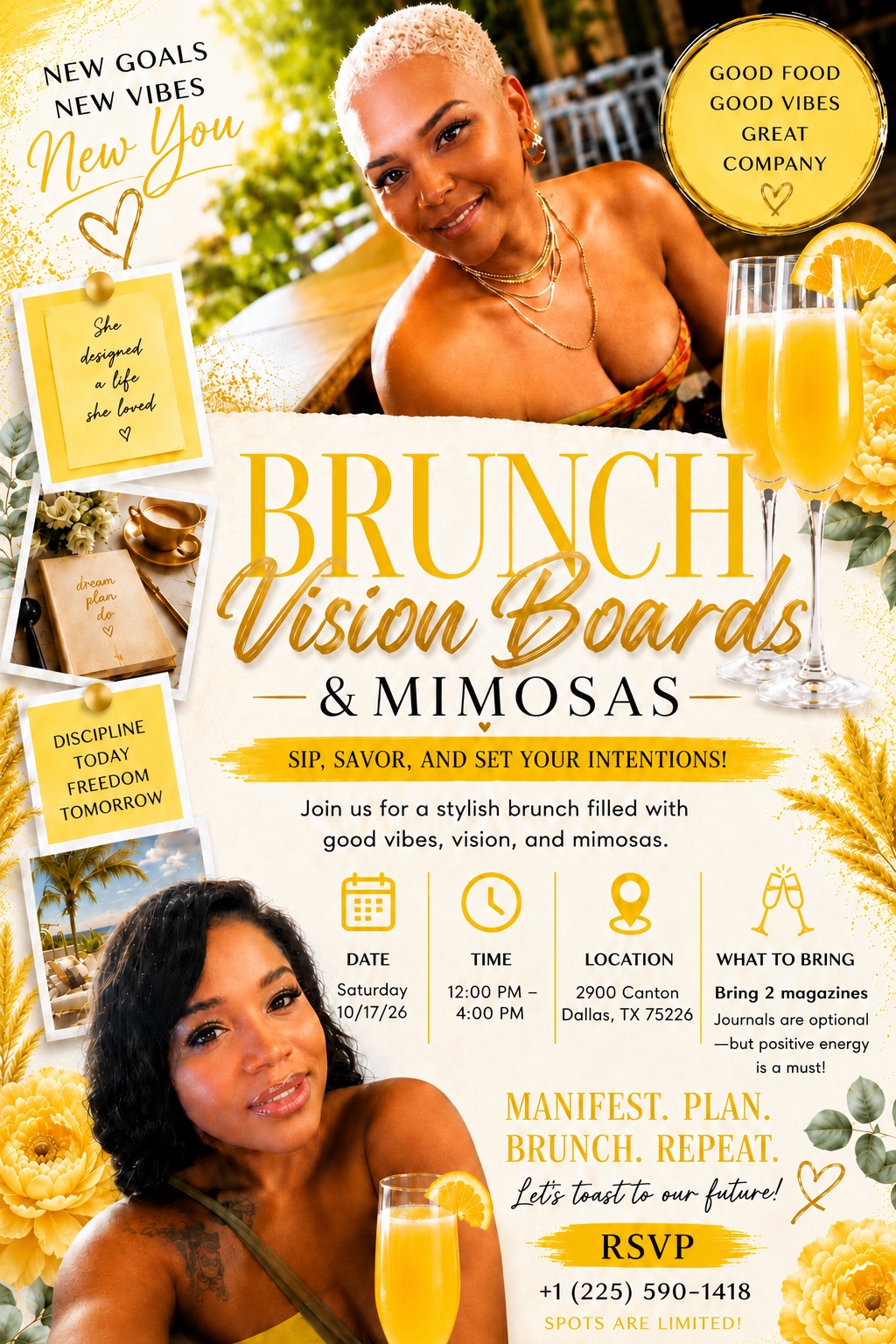 Brunch, Vision Boards and Mimosas event flyer